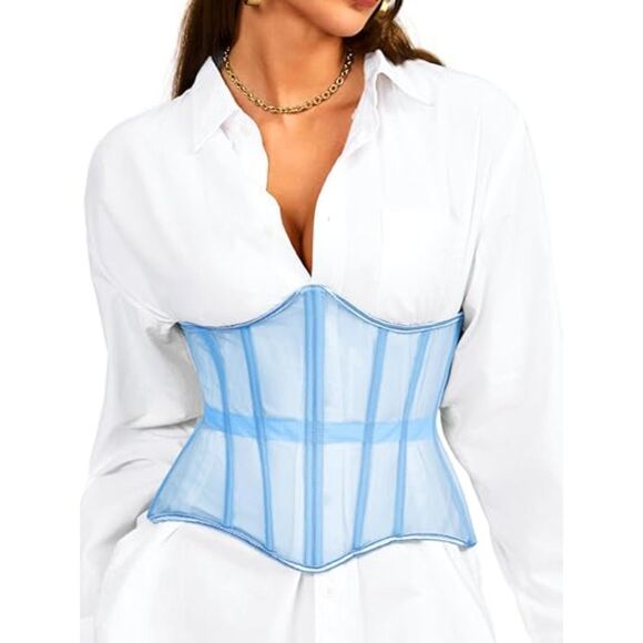 Corset Belt Mesh Lace-Up Boned Waist Cincher, SZ MRDIUM, 5C-152T001 - Picture 1 of 2